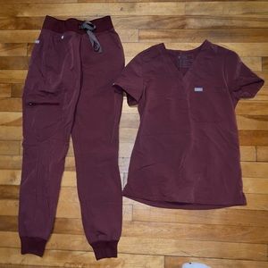 Figs dark cherry set xxs